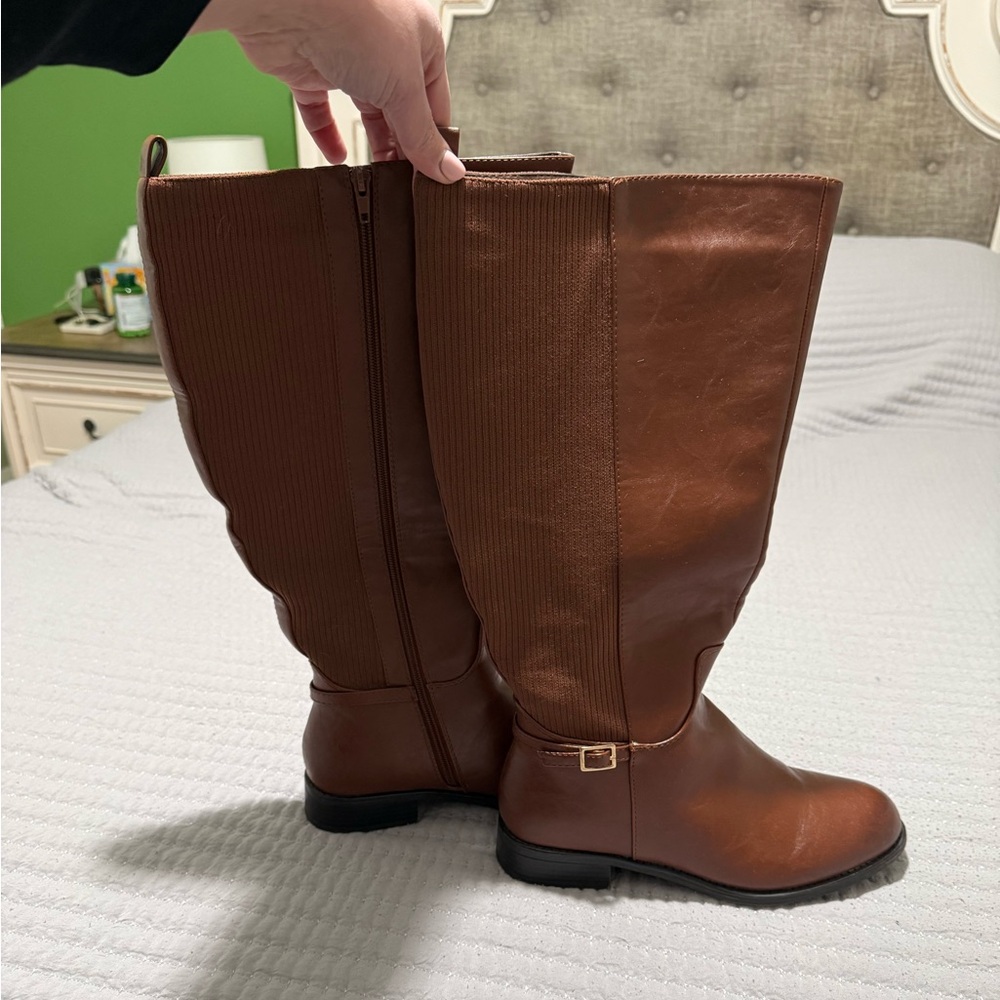GUC- Brown Knee-High Riding Boots Size 8.5 Wide Width & Calf